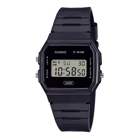 Casio F-91WB-1A Monochrome Black Bio Resin